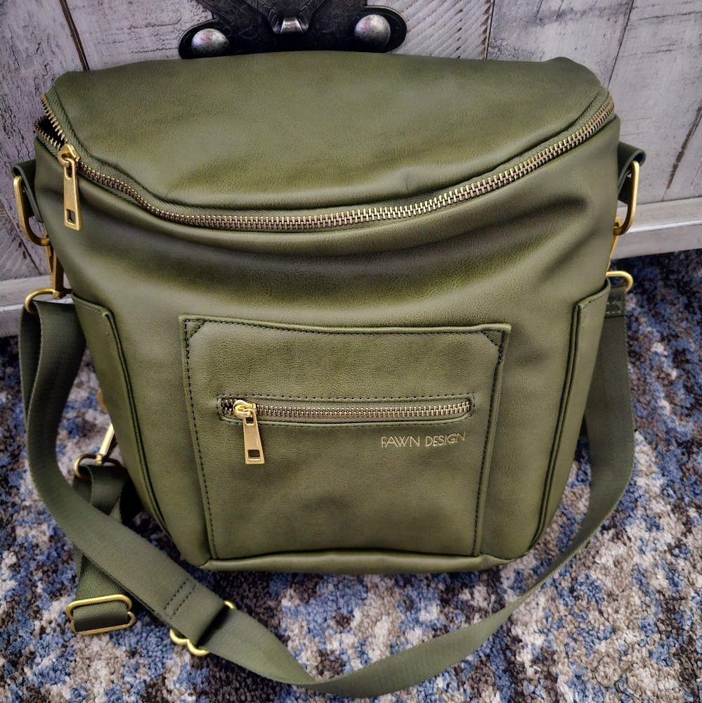 Fawn Design Olive Green/Moss Bag with Gold Details